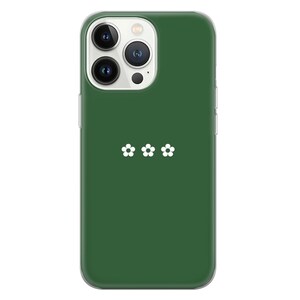 Custodia estetica minimalista a forma di fiore verde per iPhone 16 Pro, 15, 14, 13, 12, 11, Google Pixel 9 Pro, 8, 7A, Samsung Galaxy S24 fe, A16