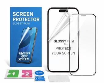 Protector de pantalla de gel, película protectora de pantalla, sin rayones para teléfono, transparente, transparente, antigolpes, anticaídas, a prueba de golpes, fácil de cortar.