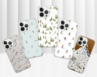 Ski fahren Winter Handyhülle Alpen Ski Cover für iPhone 16 Pro, 15, 14, 13, 12, 11, Google Pixel 9 Pro, 8, 7A, Samsung Galaxy S24 fe, A16, A55