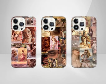 Mobilskal med collagemotiv, Afrodite: Venus födelse, Bottichelli för iPhone, Samsung och Google Pixel 17, Air, Pro Max 16, 15 14 13 s25, 24 23 9, 8pro 7