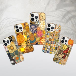 Funda de teléfono genial con diseño de sol sagrado para iPhone 16 Pro, 15, 14, 13, 12, 11, Google Pixel 9 Pro, 8, 7A, Samsung S25, S24 FE, A26, A36