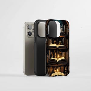 Buchliebhaber Handyhülle Cooles Bücherregal TOUGH Cover für iPhone 16e, 15, 14, 13, 12, Google Pixel 9Pro XL, 8A, 7A, 6A, Samsung S25, S24-FE, S23,
