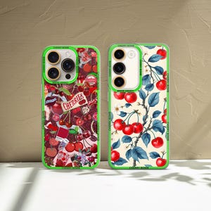 Fruity Cherry Phone case red coquette collage  cover fo iPhone 16Pro Max, 15, 14 Plus, 13mini, 12, Samsung S25Ultra, S24Fe, S23Fe, A56, A55