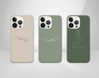 Minimalist Line Art Phone Case: Solid Color  Cover for iPhone 17Pro, 16, 15,14,13,12,Samsung S26,S25,S24,S23,Pixel 10,9
