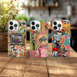 Retro collage Phone Case Vintage art Cover for iPhone 16e, 15, 14, 13, 12, 11, Google Pixel 9 Pro, 8, 7A, Samsung S25 edge, S24 FE, A71, A36