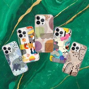 Modern Abstract Phone Case Line Art Cover for iPhone 16 Pro Max, 15 Plus, 14, 13, 12, 11, XS & Samsung S24, S23, A55, A54, Pixel 9 Pro, 8