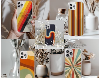 Retro Stripes Phone Case Aesthetic Vintage Cover for iPhone 16 Pro Max, 15 Plus, 14, 13, 12, 11 & Samsung S24, S23, A55, A54, Pixel 9 Pro, 8