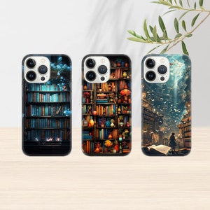 Bücherregal Handyhülle Gothic Bücherregal Handyhülle Moody Phone Cover Cover Cover Kunst Buch Liebhaber Geschenk Idee Lesergeschenk Iphone