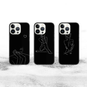 Line art phone case Aesthetic minimalist  Cover for iPhone 16 Pro, 15, 14, 13, 12, 11, Google Pixel 9, 8, 7A, 6A, Samsung Galaxy S24 Ultra,