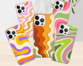 Funda con diseño ondulado y espiral para iPhone 17 Pro, 16, 15, 14, 13, 12, Samsung S26, S25, S24, S23, Pixel 10, 9