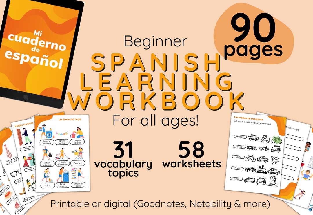 Spanish Learning Workbook. Language Learning Notebook. Vocabulary and ...