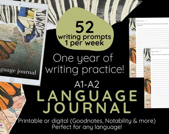 Language Learning Journal: 52 Writing Prompts (Digital Download)