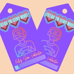 Etiquetas imprimibles para regalos San Valentin. Videojuego. Gamer. Descarga Digital. San Valentin Colegio. Dia de San Valentin Escuela