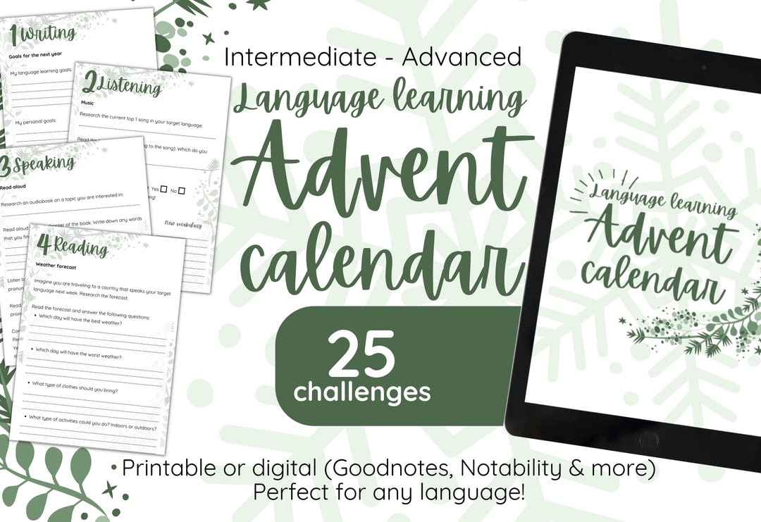 Language Learning Advent Calendar. Digital. Advent Calendar. Printable