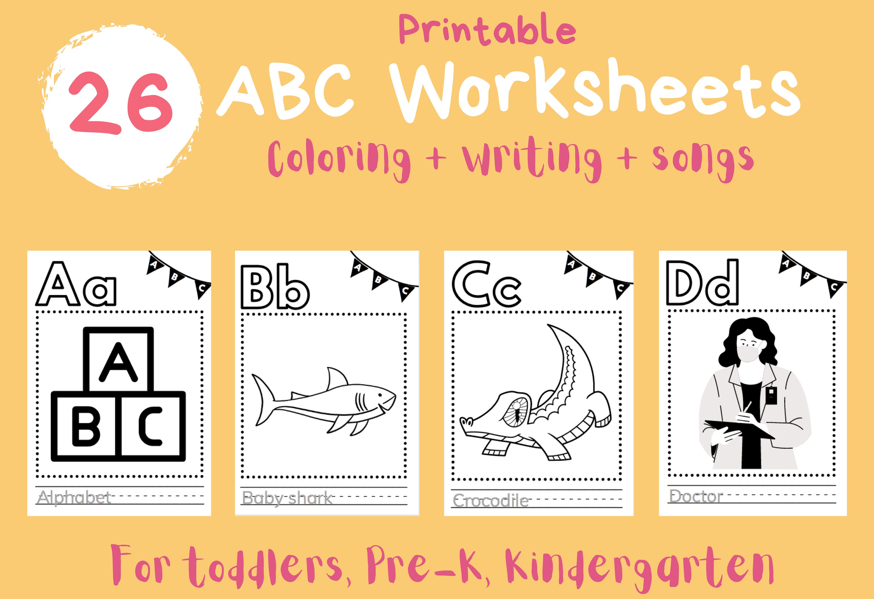 Printable Alphabet Coloring Pages. Toddler Busy Book Songs. - Etsy