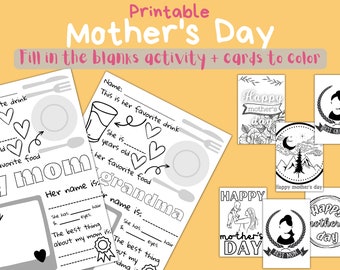 Mother's Day Fill-in Card & Coloring Activity (Printable)