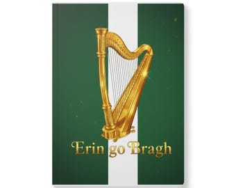Golden Harp Erin Go Bragh Journal | Irish Flag Stripe Notebook