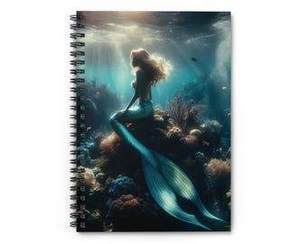Mermaid Spiral Notebook - Ruled Line, Journal, Diary, School Supplies, Ocean Theme Stationery