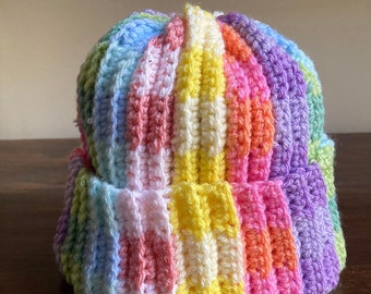 Multicolored crochet hat