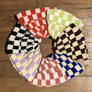 Checkerboard crochet hat