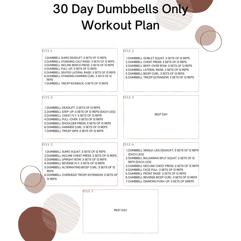 30 Day Dumbbells Only Workout Plan Etsy