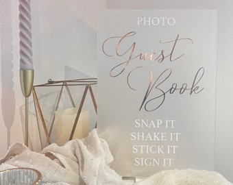 Wedding Guest Book Sign, Polaroid Guest Book, Snap it Shake It, Frosted Acrylic Sign, Wedding Welcome Sign, Wedding Decor, Photo guest book