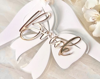 Bride Bow Hanger Tag: Mirrored Acrylic Wedding Dress Accessory