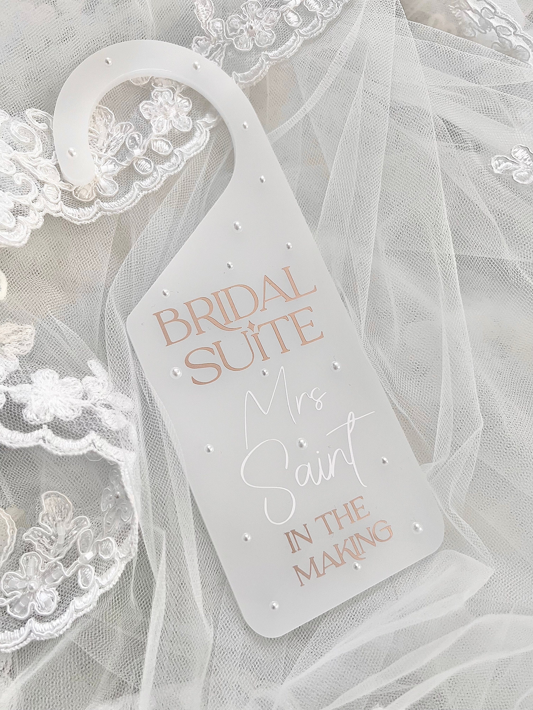Bridal Door Hanger, Gift for Bride, Bridal Suite, Bride Getting Ready Hanger, Bride in Progress, Wedding Hotel Do Not Disturb, Wedding Day