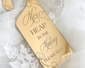 Bridal Door Hanger, Gift for Bride, Do not Disturb, Bride Getting Ready Hanger, Bride in Progress, Wedding Hotel Do Not Disturb, Wedding Day