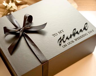 Personalised Groom Gift Box, To my Husband, Large Black Gift Box