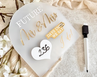 Hochzeits-Countdown, Mr & Mrs-Countdown, Verlobungsgeschenk, magnetischer Hochzeits-Countdown, personalisierte Verlobungsplakette, Verlobungsgeschenk