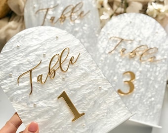 Pearl Acrylic Wedding Table Numbers, Wedding Decor, Wedding Signage