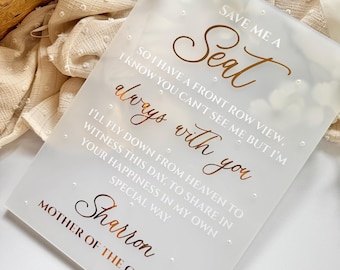 Personalised Wedding Memorial Sign: Handmade Acrylic Remembrance Decor, Pearl
