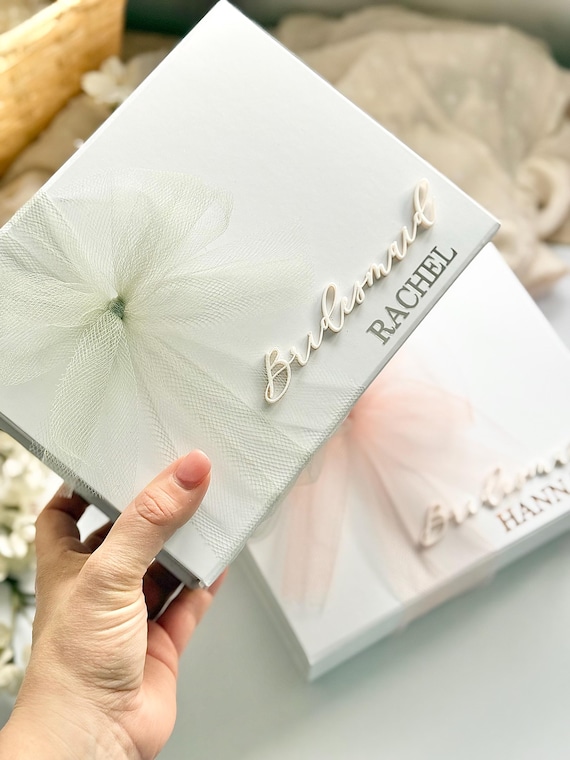 Personalised Bridesmaid Gift Box, White, Maid of Honour, Mother of the Bride