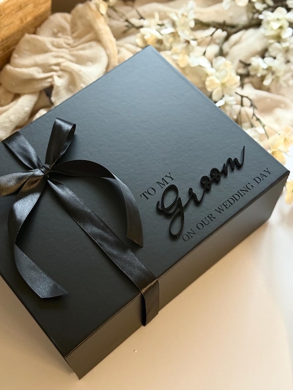 Personalised Groom Gift Box, Large Black Gift Box