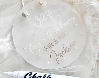 Wedding Countdown, Mr & Mrs Countdown, Engagement Countdown Gift, Personalised Engagement Plaque, Engagement Gift, Days until we say I do