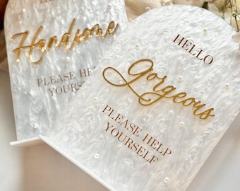 Wedding Bathroom Signs, Pearl Acrylic, Wedding Signage