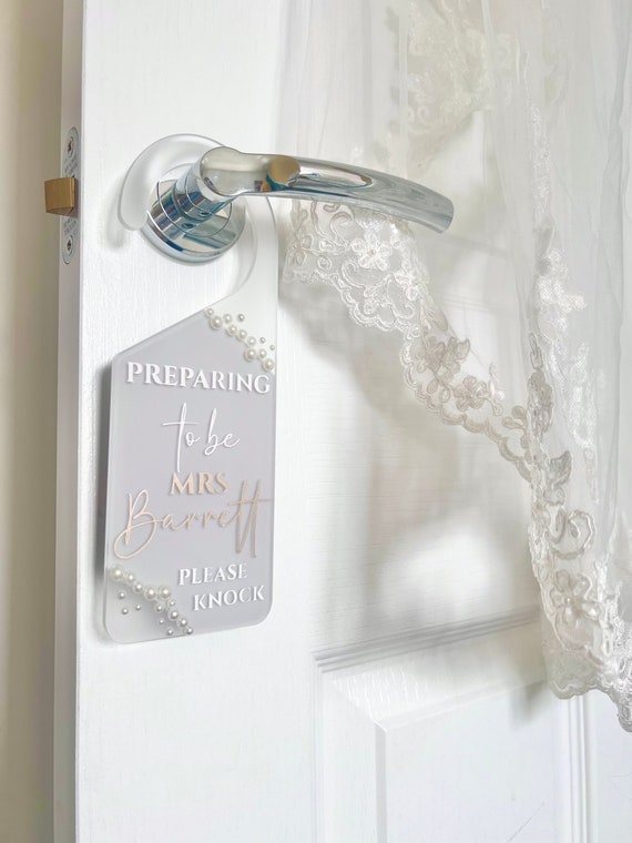 Bridal Door Hanger, Gift for Bride, Do not Disturb, Bride Getting Ready Hanger, Bride in Progress, Wedding Hotel Do Not Disturb, Wedding Day