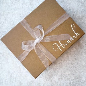 Personalised Bridesmaid Gift Box, Personalised Gift Box with name, Gift box with Ribbon,  Personalised Box, Kraft Gift Box, Maid of honour