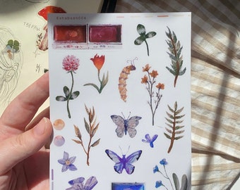 flowers stickers A5 paper