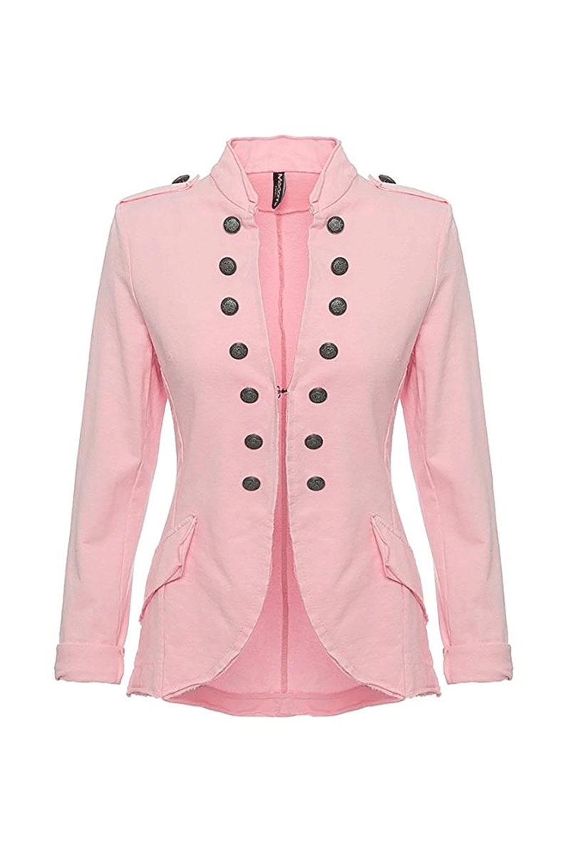 kurzer Langarm Knopf Blazer Jacke Frauen Mantel karneval karnevalskostüm Bürojacke Anzug Jacke Frauen Kleider Herbst Blazer Weste Fischgrat rosa