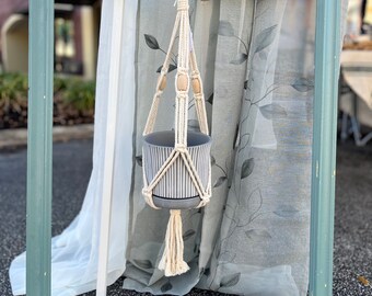 Macramé de doble nudo cuadrado con cuentas