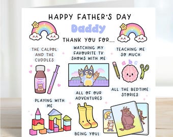 Colourful Father's Day Card from Child, Daddy Sentimental Greeting Card, Cute Dad gift from Toddler, High quality hand-drawn linen card