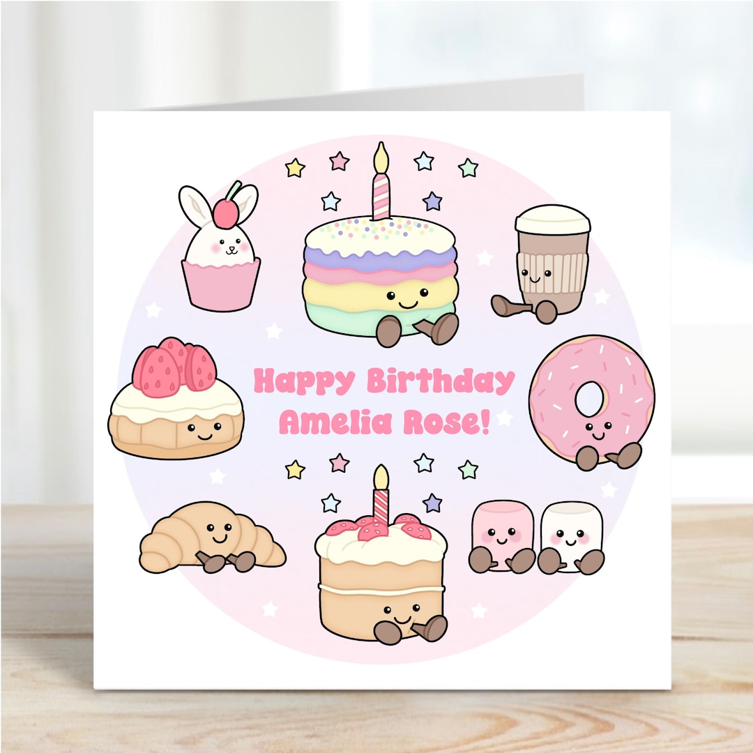 Jellycat Inspired Personalised Birthday Card, Jelly Cat Amuseables ...