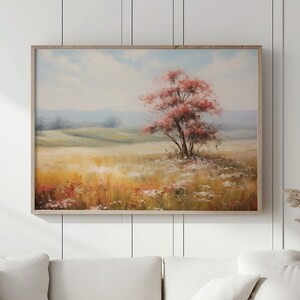 Vintage Wildflower Field Oil Painting Style Art Print (Digital Download)