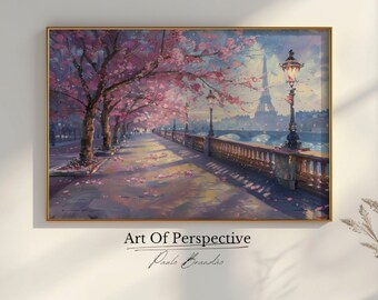 Vintage Romantic Paris Cityscape | Architecture Oil Painting |Printable Download