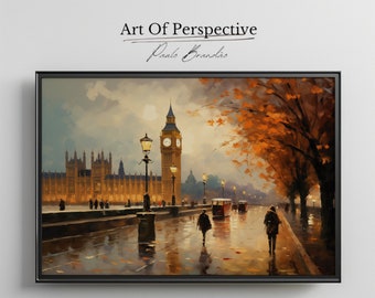 Vintage 19th Century London Cityscape | London Architecture Oil Painting | Printable Download