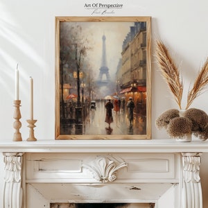 Eiffel Tower Paris Street Oil Painting: Vintage French Art (Printable Download)