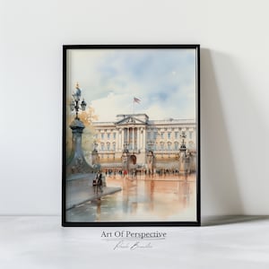 Buckingham Palace 19th Century London Cityscape | Vintage Antique London Architecture Oil Painting | Printable Download