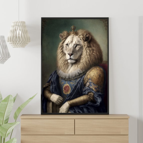 Lion Vintage Portrait Renaissance Animal Painting Funny - Etsy Lion Vintage Portrait Renaissance Animal Painting Funny - Etsy